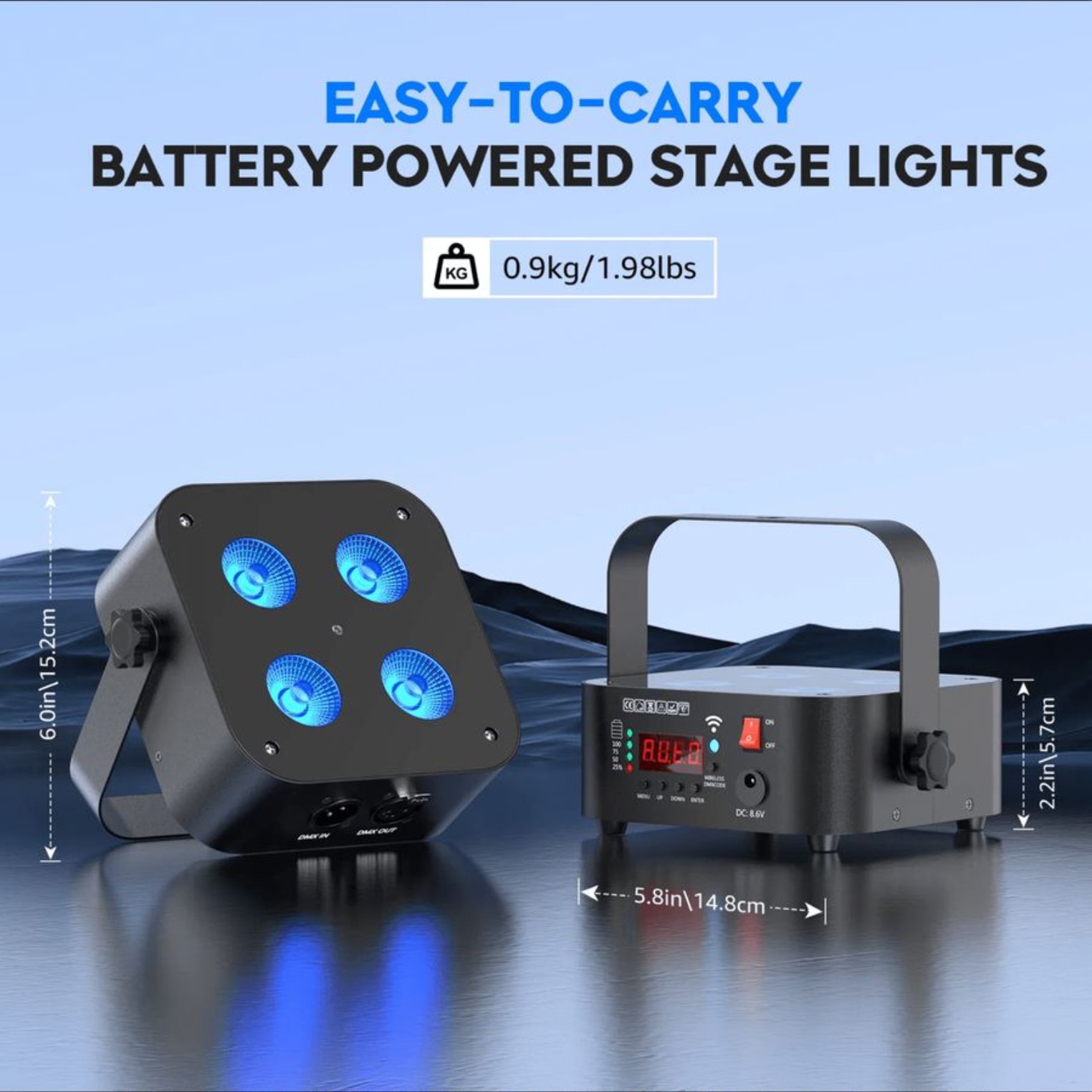 8× U'King Akku LED Pars